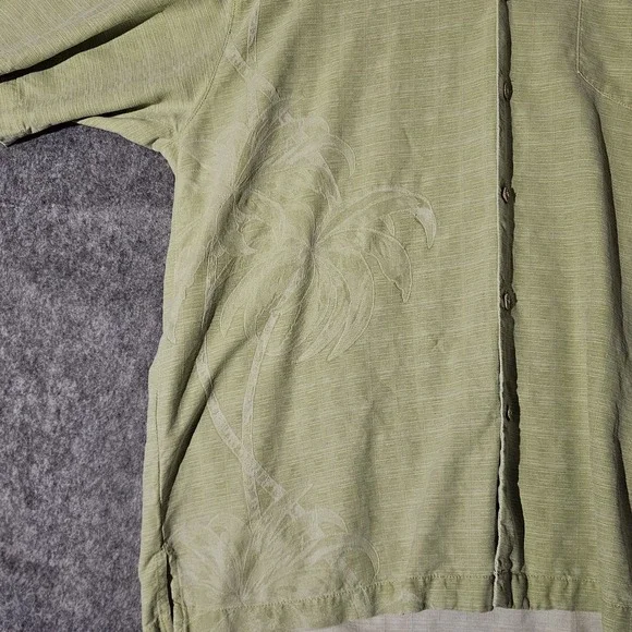 Tommy Bahama Shirt Mens XL Green Floral Palm Tree Silk Button Up Hawaiian Camp - Picture 3 of 9